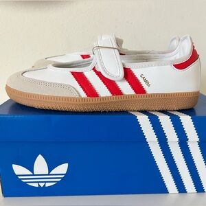 Adidas Kids Samba White and Red Sneakers